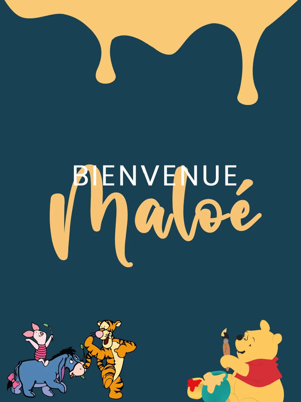 Faire-part de naissance pour Maloé, thème Winnie l'ourson