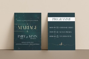 Faire-part de mariage sr-mesure Emily et Kevin sur le thème étoilé