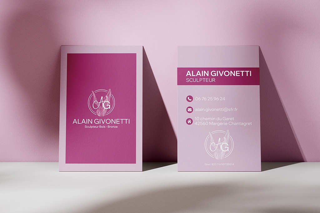 Création de carte de visite à Saint-Romain-le-Puy pour l'identité visuelle d'Alain Givonetti
