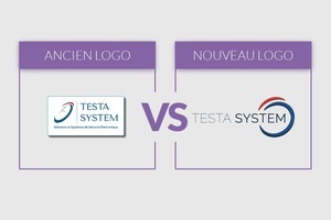 Avant/Après du logo TestaSystem pour la refonte de son identité visuelle