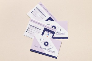 Création de carte de visite pour Sandrine & Vos Instants Précieux. Refonte d'identité visuelle pour photographe à Saint-Romain le Puy et dans toute la Loire.